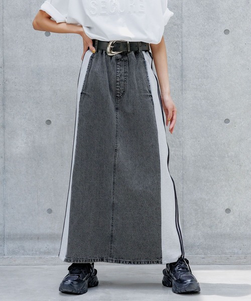 PAGEBOY（ページボーイ）の「ドッキングデニムスカート（スカート・レディース・ブラック/ブルー・FREE）」の7枚目の写真