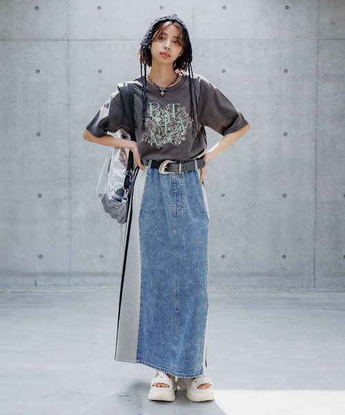 PAGEBOY（ページボーイ）の「ドッキングデニムスカート（スカート・レディース・ブラック/ブルー・FREE）」の15枚目の写真