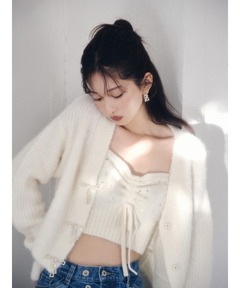 紐リボンニットカーディガン（カーディガン/ボレロ）｜leune