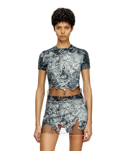 DIESEL（ディーゼル）の「ウィメンズ 半袖トップ T-INLAY（Tシャツ/カットソー・レディース・グレー・LARGE/SMALL/MEDIUM/X-SMALL/X-LARGE）」の3枚目の写真