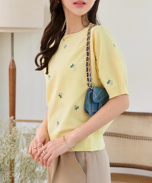 セール】総柄刺繍ニットトップス（ニット/セーター）｜KOBE