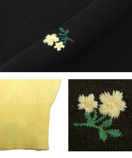 ◆地柄ニットトップス 花柄もっちもちニットトップス [C7192] - レディース