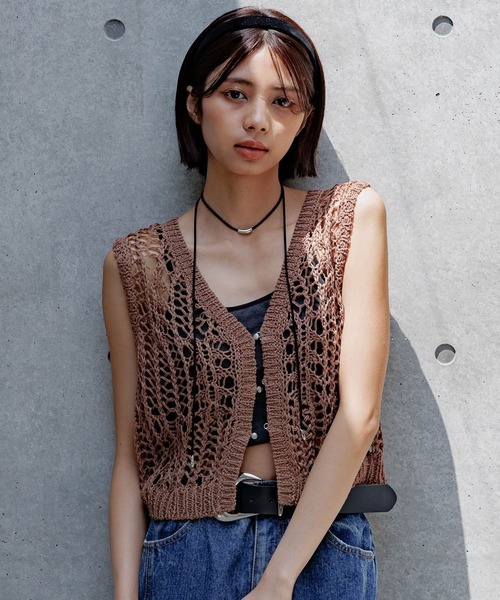 PAGEBOY（ページボーイ）の「スカシアミニットベスト（Tシャツ/カットソー・レディース・ブラック/ホワイト/モカ・FREE）」の3枚目の写真