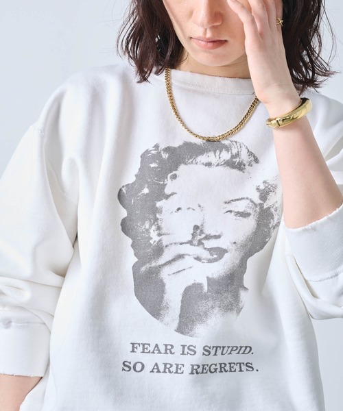 トレーナー スウェット 「KHA:KI / カーキ」DAMAGE SWEAT SHIRT My MUSE レディース KHA:KI / カーキ」DAMAGE SWEAT SHIRT My MUSE（スウェット