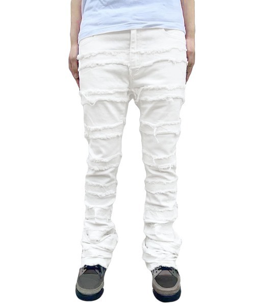 セール】【mnml】X597 PANELED SKINNY STACKED DENIM [I]（デニム