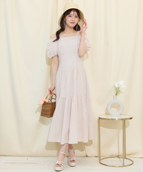 6/6(fri)10時発売】2WAYスリーブコットンティアードワンピース