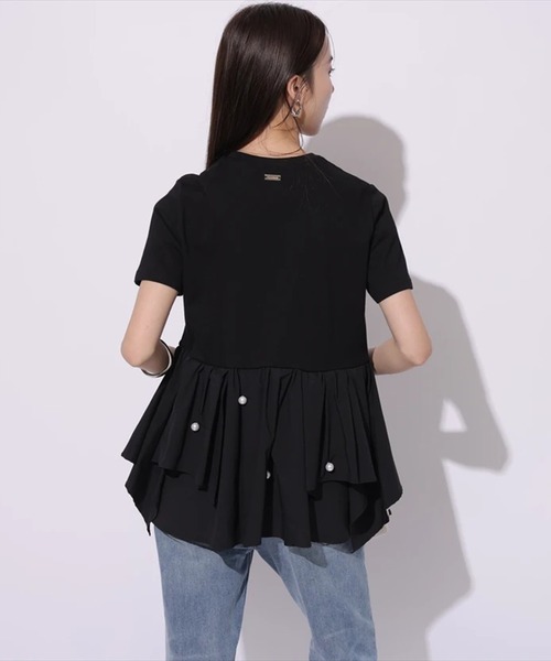 【25日迄の限定価格・美品・1回着用】MystradaドッキングパールTサイズ１ タフタドッキングパールTシャツ（Tシャツ/カットソー