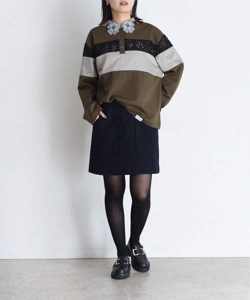 ★【新品】エイミーロウ レースカラーポロラガートップス 今季新作 DNV★ レースカラー ポロラガートップス Eimee Law│Eimee Law