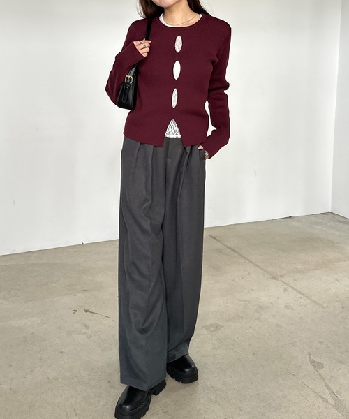 solleim（ソルレム）の「フロントホールリブニット（ニット/セーター・レディース・アイボリー/ブラック/ボルドー・M/L）」の15枚目の写真