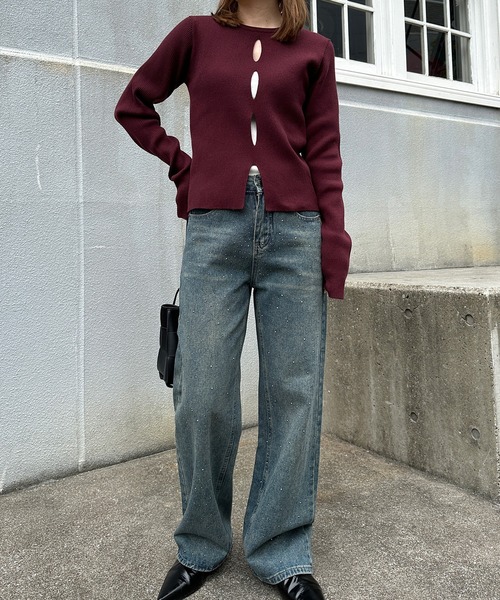 solleim（ソルレム）の「フロントホールリブニット（ニット/セーター・レディース・アイボリー/ブラック/ボルドー・M/L）」の16枚目の写真