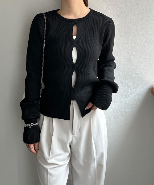 solleim（ソルレム）の「フロントホールリブニット（ニット/セーター・レディース・アイボリー/ブラック/ボルドー・M/L）」の17枚目の写真