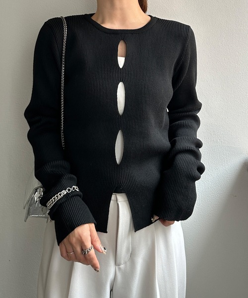 solleim（ソルレム）の「フロントホールリブニット（ニット/セーター・レディース・アイボリー/ブラック/ボルドー・M/L）」の18枚目の写真