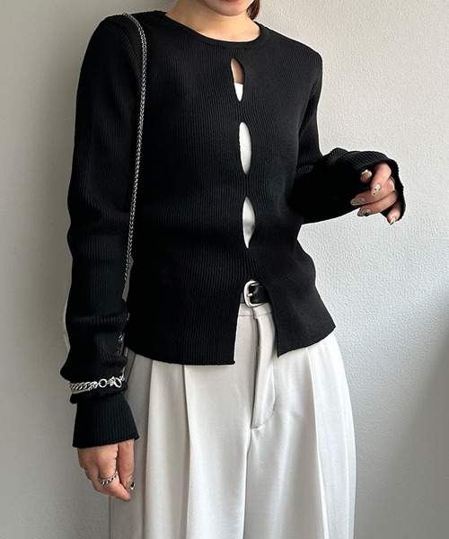 solleim（ソルレム）の「フロントホールリブニット（ニット/セーター・レディース・アイボリー/ブラック/ボルドー・M/L）」の19枚目の写真