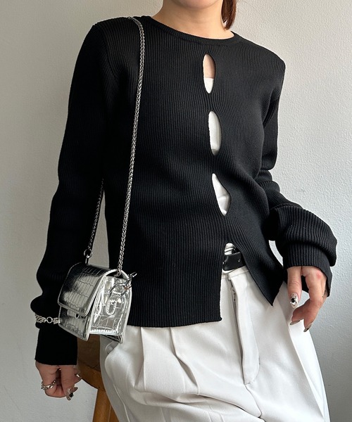 solleim（ソルレム）の「フロントホールリブニット（ニット/セーター・レディース・アイボリー/ブラック/ボルドー・M/L）」の21枚目の写真