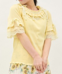 axes femme | フリル×レースリボンＰＯ(Tシャツ/カットソー)