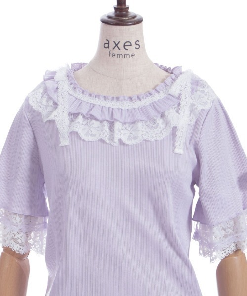 リボン付フリル長袖ブラウス | outlet | axes femme online shop