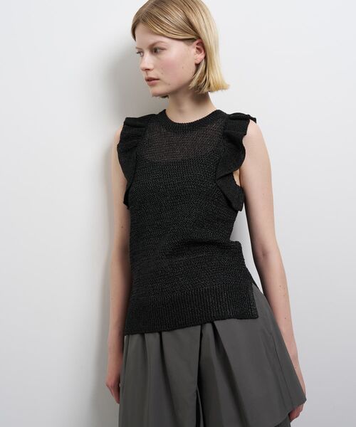 LANVIN en Bleu(ランバンオンブルー)の「フリルノースリーブニット(ニット/セーター・レディース・イエロー/ブラウン/ブラック・38)」の7枚目の写真