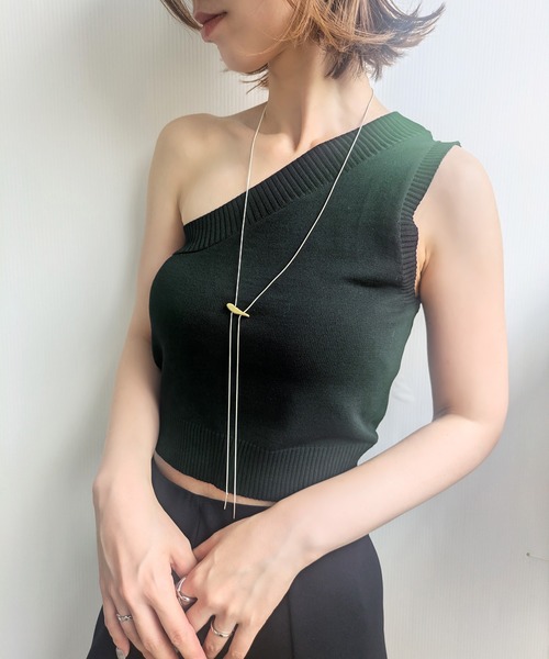 styiro(スタイロ)の「ニッケルフリー マットメタルループタイネックレス(ネックレス・レディース・シルバー/シルバー×ゴールド・FREE)」の1枚目の写真