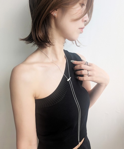 styiro(スタイロ)の「ニッケルフリー マットメタルループタイネックレス(ネックレス・レディース・シルバー/シルバー×ゴールド・FREE)」の5枚目の写真