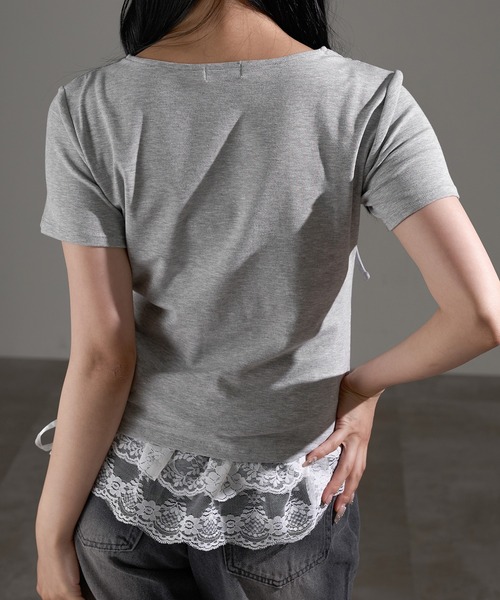 apres jour mignon(アプレジュールミニョン)の「フロントオープンリボントップス【ZOZOTOWN限定アイテム】(Tシャツ/カットソー・レディース・ブラック/杢グレー/オフホワイト・X-LARGE/フリー)」の20枚目の写真