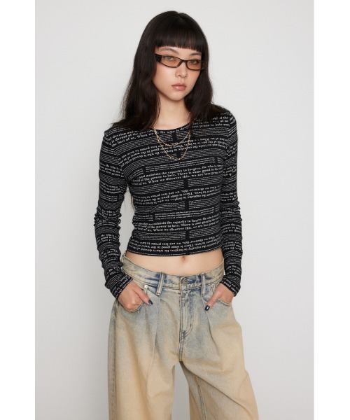 LAGUA GEM（ラグアジェム）の「SENTENCE LOGO PRINT トップス（Tシャツ/カットソー・レディース・ネイビー/ブラック/ホワイト・FREE）」の18枚目の写真