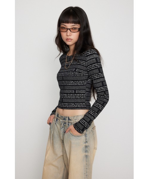 LAGUA GEM（ラグアジェム）の「SENTENCE LOGO PRINT トップス（Tシャツ/カットソー・レディース・ネイビー/ブラック/ホワイト・FREE）」の17枚目の写真