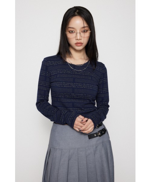 LAGUA GEM（ラグアジェム）の「SENTENCE LOGO PRINT トップス（Tシャツ/カットソー・レディース・ネイビー/ブラック/ホワイト・FREE）」の13枚目の写真