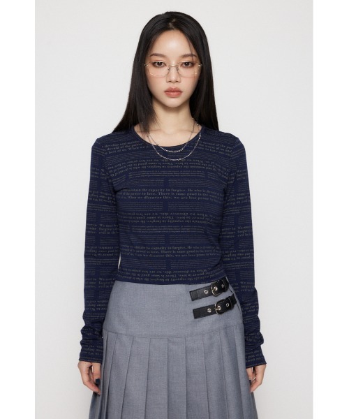 LAGUA GEM（ラグアジェム）の「SENTENCE LOGO PRINT トップス（Tシャツ/カットソー・レディース・ネイビー/ブラック/ホワイト・FREE）」の14枚目の写真