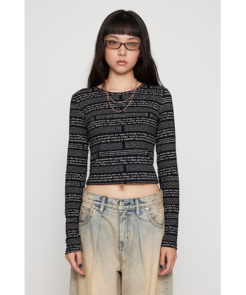 LAGUA GEM（ラグアジェム）の「SENTENCE LOGO PRINT トップス（Tシャツ/カットソー・レディース・ネイビー/ブラック/ホワイト・FREE）」の19枚目の写真