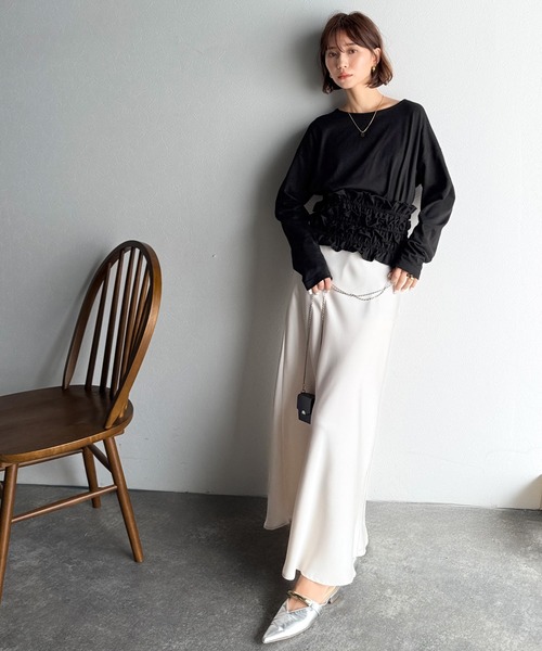 classicalelf(クラシカルエルフ)の「甘すぎない大人なフェミニン◎フリルビスチェベルトセットカットソートップス(長袖)(Tシャツ/カットソー・レディース・ブラック系その他/ホワイト系その他/オートミール/チャコール/ブラック・X-LARGE/SMALL/MEDIUM/LARGE)」の18枚目の写真