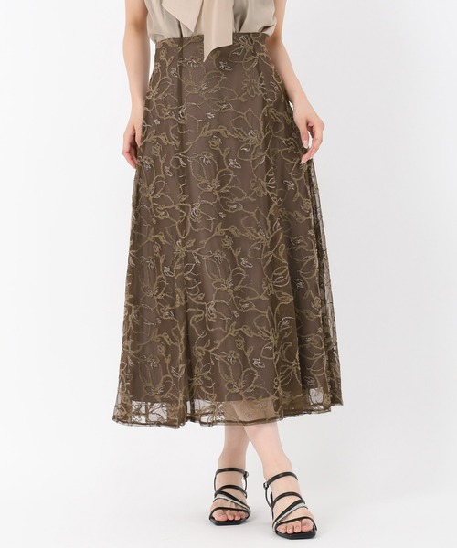 MISCH MASCH(ミッシュマッシュ)の「ループラメ刺繍スカート(スカート・レディース・ブラウン/ピンク/グレー・S/M)」の2枚目の写真