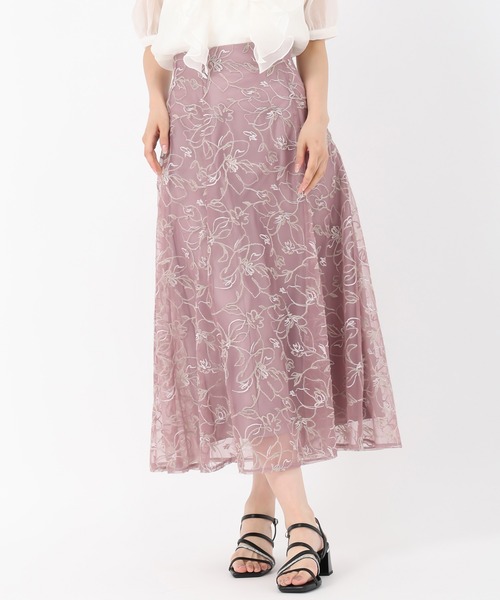MISCH MASCH(ミッシュマッシュ)の「ループラメ刺繍スカート(スカート・レディース・ブラウン/ピンク/グレー・S/M)」の7枚目の写真