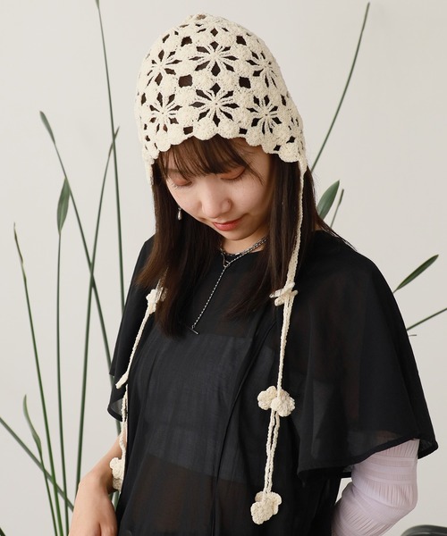 ROOPTOKYO(ループトウキョウ)の「OKUOKU 0909/オクオク サイドストラップ クロシェ 編み ビーニーキャップ 夏物 夏服(ニットキャップ/ビーニー・レディース・ブラック系その他2/ブラック系その他/ブラック系その他3/ワイン系2/ホワイト系その他/ホワイト系その他3/ベージュ系その他2/カーキ系3/グレー系その他2・FREE)」の15枚目の写真