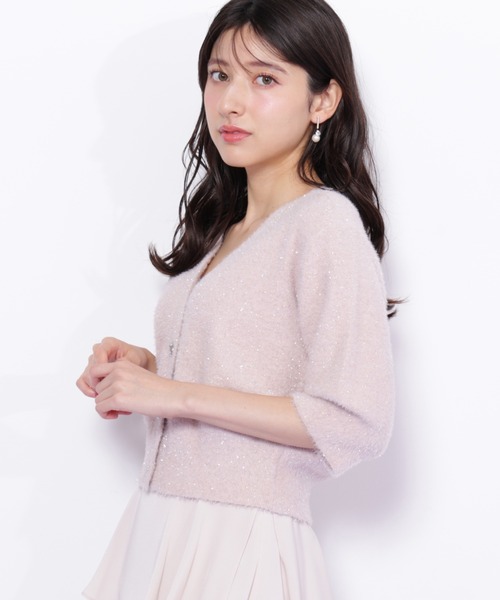 JILL by JILL STUART（ジルバイジルスチュアート）の「◇ラメフェザー半袖カーディガン（ニット/セーター・レディース・グリーン/ピンク/グレー・FREE）」の7枚目の写真