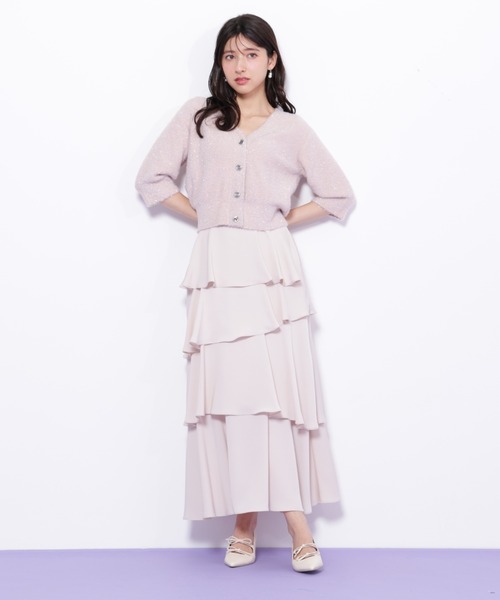 JILL by JILL STUART（ジルバイジルスチュアート）の「◇ラメフェザー半袖カーディガン（ニット/セーター・レディース・グリーン/ピンク/グレー・FREE）」の9枚目の写真