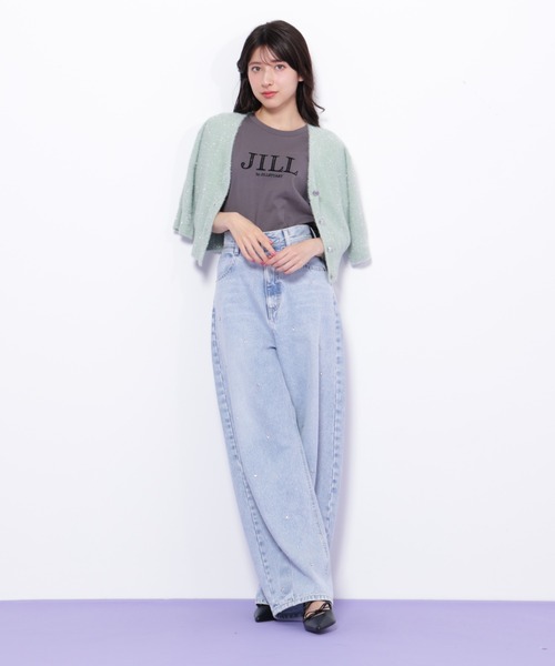 JILL by JILL STUART（ジルバイジルスチュアート）の「◇ラメフェザー半袖カーディガン（ニット/セーター・レディース・グリーン/ピンク/グレー・FREE）」の13枚目の写真
