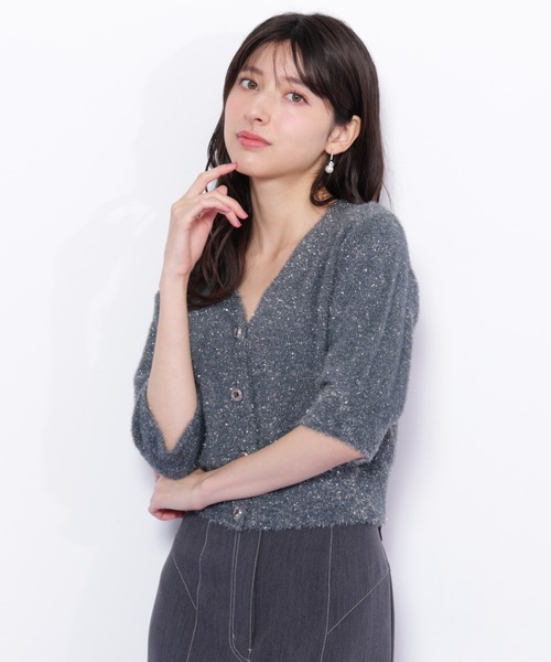 JILL by JILL STUART（ジルバイジルスチュアート）の「◇ラメフェザー半袖カーディガン（ニット/セーター・レディース・グリーン/ピンク/グレー・FREE）」の15枚目の写真