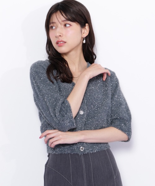 JILL by JILL STUART（ジルバイジルスチュアート）の「◇ラメフェザー半袖カーディガン（ニット/セーター・レディース・グリーン/ピンク/グレー・FREE）」の16枚目の写真