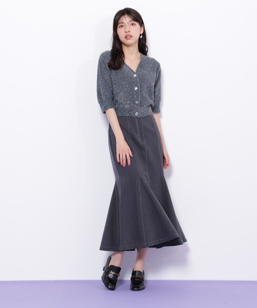 JILL by JILL STUART（ジルバイジルスチュアート）の「◇ラメフェザー半袖カーディガン（ニット/セーター・レディース・グリーン/ピンク/グレー・FREE）」の19枚目の写真