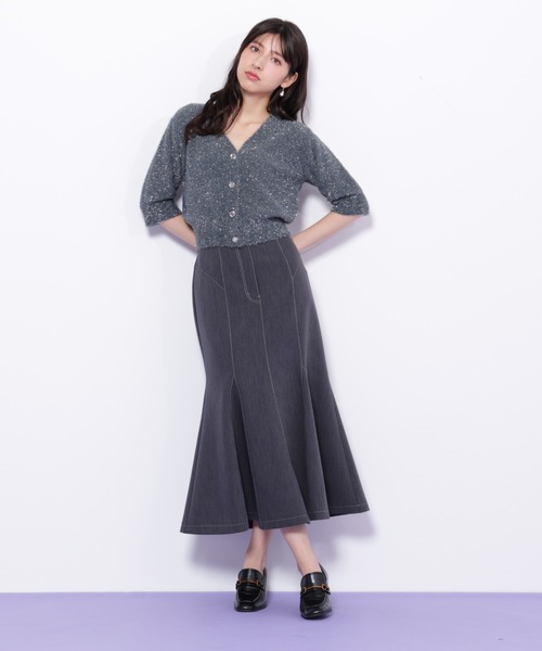JILL by JILL STUART（ジルバイジルスチュアート）の「◇ラメフェザー半袖カーディガン（ニット/セーター・レディース・グリーン/ピンク/グレー・FREE）」の21枚目の写真