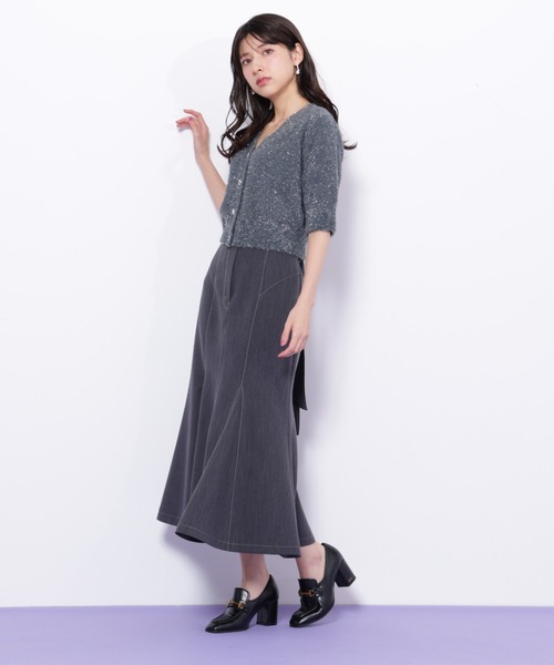 JILL by JILL STUART（ジルバイジルスチュアート）の「◇ラメフェザー半袖カーディガン（ニット/セーター・レディース・グリーン/ピンク/グレー・FREE）」の22枚目の写真