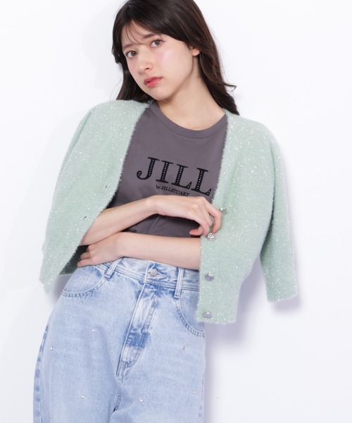 セール】◇ラメフェザー半袖カーディガン（ニット/セーター）｜JILL by