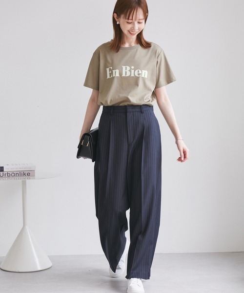 ROPE' PICNIC（ロペピクニック）の「【UVカット・接触冷感・汗染み加工】フロッキーロゴTシャツ（Tシャツ/カットソー・レディース・カーキ/モスグリーン/ホワイト/チャコールグレー・38）」の10枚目の写真