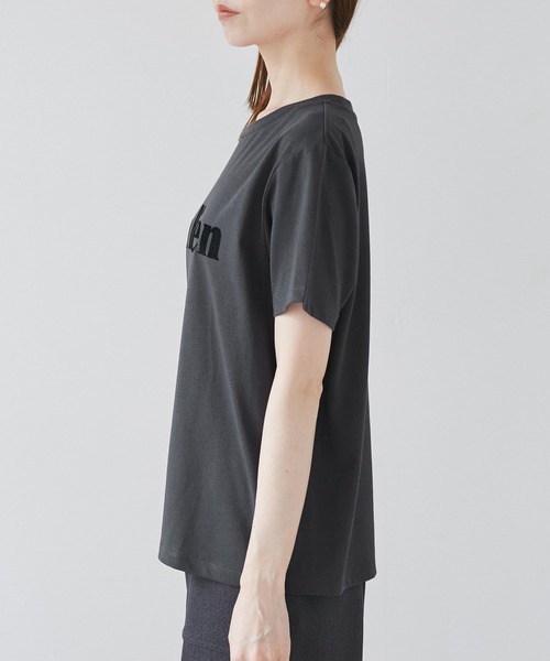 ROPE' PICNIC（ロペピクニック）の「【UVカット・接触冷感・汗染み加工】フロッキーロゴTシャツ（Tシャツ/カットソー・レディース・カーキ/モスグリーン/ホワイト/チャコールグレー・38）」の12枚目の写真