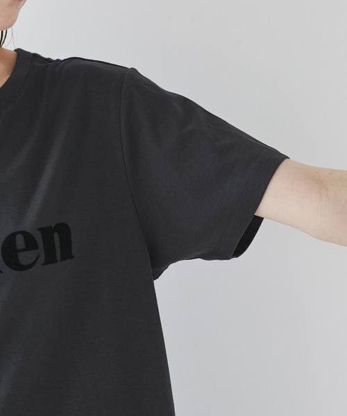 ROPE' PICNIC（ロペピクニック）の「【UVカット・接触冷感・汗染み加工】フロッキーロゴTシャツ（Tシャツ/カットソー・レディース・カーキ/モスグリーン/ホワイト/チャコールグレー・38）」の15枚目の写真