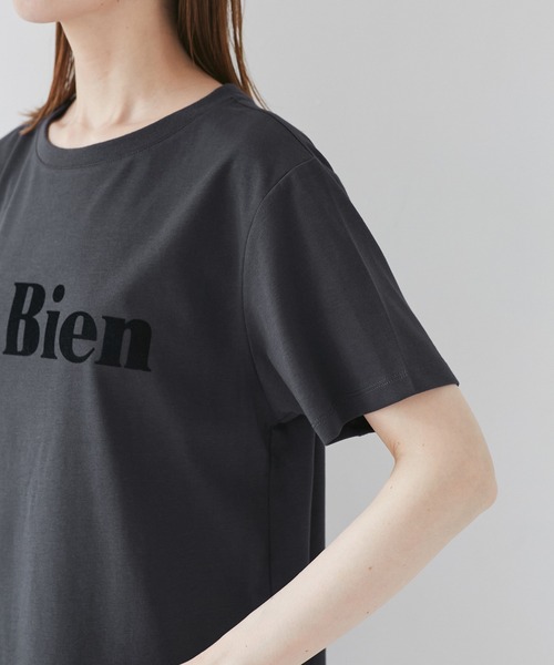 ROPE' PICNIC（ロペピクニック）の「【UVカット・接触冷感・汗染み加工】フロッキーロゴTシャツ（Tシャツ/カットソー・レディース・カーキ/モスグリーン/ホワイト/チャコールグレー・38）」の16枚目の写真