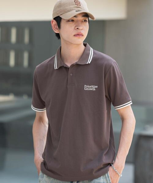 WEGO（ウィゴー）の「WEGO/ワンポイント刺繍カノコポロ（ポロシャツ・メンズ・ネイビー/ホワイト/ブラウン・LARGE/MEDIUM）」の6枚目の写真