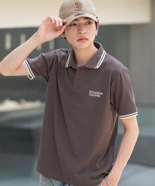 WEGO（ウィゴー）の「WEGO/ワンポイント刺繍カノコポロ（ポロシャツ・メンズ・ネイビー/ホワイト/ブラウン・LARGE/MEDIUM）」の7枚目の写真