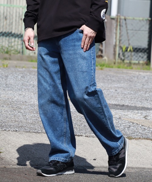 HANES（ヘインズ）の「【HANES/ヘインズ】ワイドフィットストレート デニムパンツ（デニムパンツ・メンズ・インディゴブルー/ライトブルー/ブルー/ブラック・S/M/L/LL）」の3枚目の写真