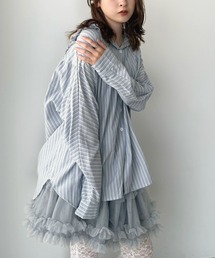 Jewelobe | BIGフードストライプドルマンルーズシャツ(シャツ/ブラウス)